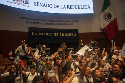 Manifestantes irrumpen en el Senado de la República, el 10 de septiembre.