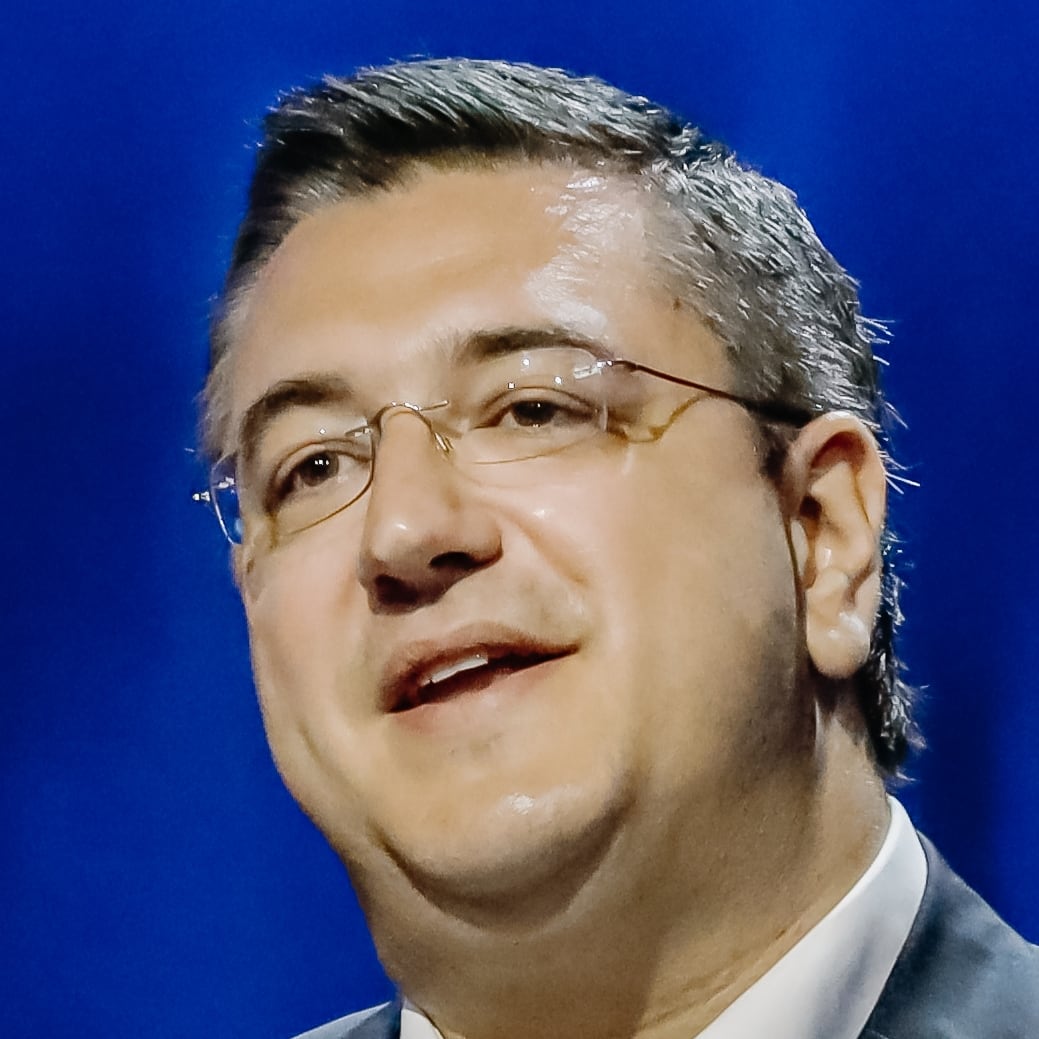 MADRID, SPAIN - MAY 21: The President of the European Committee of the Regions, Apostolos Tzitzikostas, speaks during the closing ceremony of the XVII Congress of the Popular Party of Madrid, at Feria de Madrid IFEMA, on 21 May, 2022 in Madrid, Spain. The extraordinary Congress of the PP of Madrid serves as a starting signal for the celebration of the rest of the regional conclaves that are still to be held, with a view to the next regional and municipal elections. (Photo By Carlos Lujan/Europa Press via Getty Images)