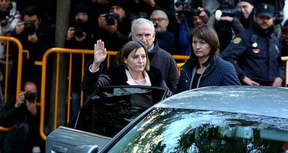 La presidenta del Parlament, Carme Forcadell, a su llegada, este jueves, al Tribunal Supremo.