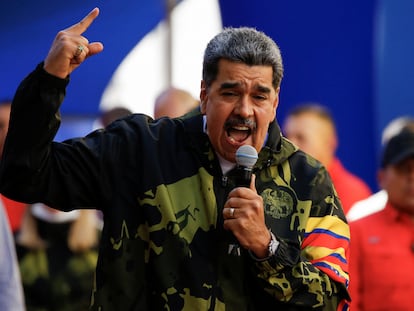 The president of Venezuela, Nicolás Maduro, at a rally in Caracas on January 23.