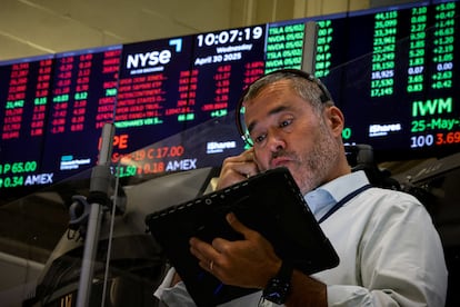 Operador en la Bolsa de Nueva York.