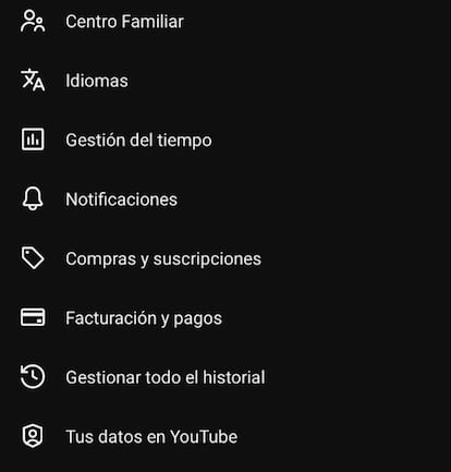 Opción gestión de tiempo en YouTube