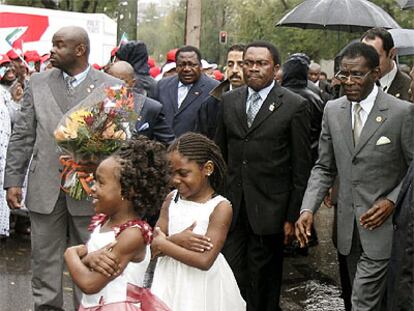 Teorodo Obiang, antes de inaugurar la nueva sede de la embajada de Guinea Ecuatorial en España.