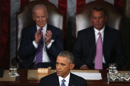 El presidente Barack Obama, al frente.