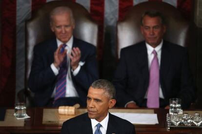 El presidente Barack Obama, al frente. 