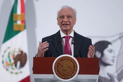 Víctor Rodríguez Padilla, director general de Petróleos Mexicanos, en Palacio Nacional, el 5 de agosto 2025.