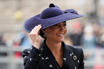 Catalina de Gales, a su llegada a la abadía de Westminster para celebrar un servicio religioso por el día de la Commonwealth, el 13 de marzo de 2023.