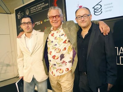 Aizega, Struck y Rebordinos, durante la presentación de Culinary Zinema.