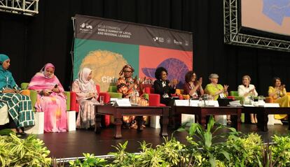 Mujeres alcadesas durante el Congreso Mundial de CGLU en Durban. 
