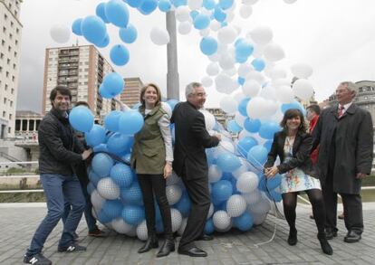 Ruiz, Quiroga, Eguiluz, Llanos y Damborenea, de izquierda a derecha, este viernes.