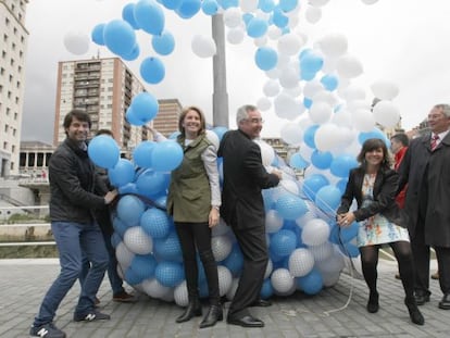 Ruiz, Quiroga, Eguiluz, Llanos y Damborenea, de izquierda a derecha, este viernes.