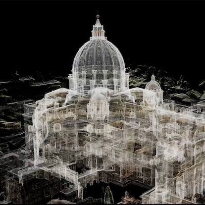 El gemelo digital de la Basílica de San Pedro está construido sobre un mapa en 3D de 9.000 millones de puntos, obtenidos tras escanear el edificio con drones operados con inteligencia artificial.