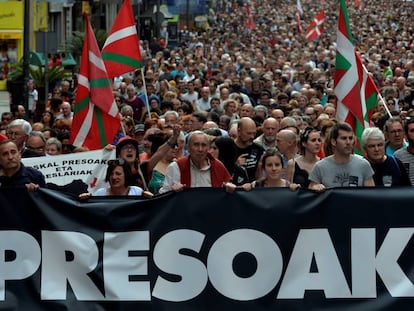 Manifestación por el acercamiento de presos de ETA el pasado 21 de abril.