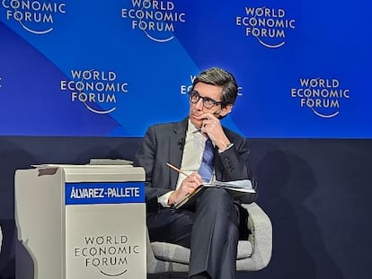 José María Álvarez-Pallete, en su comparecencia en Davos.