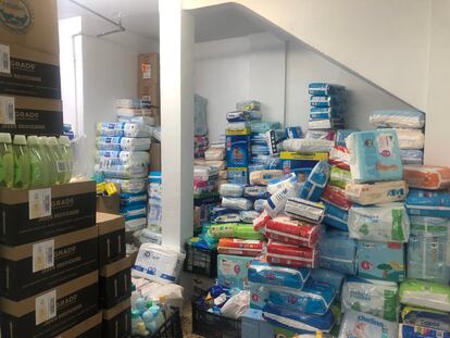 Alimentos recogidos por la Asociación de vecinos Aluche.