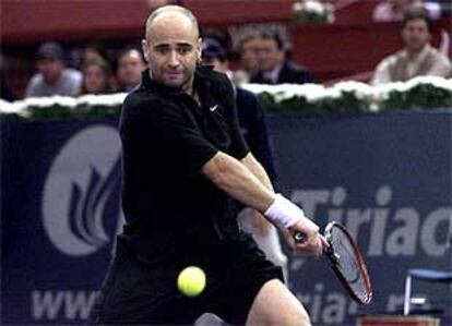 Agassi, ayer durante la semifinal ante el francés Grosjean.