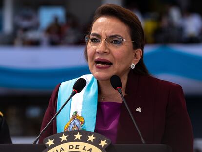 Xiomara Castro, presidenta de Honduras, durante un evento en Tegucigalpa, en 2022.