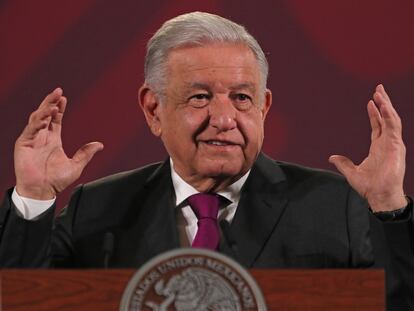 Andrés Manuel Lóopez Obrador, durante su conferencia matutina de este martes.