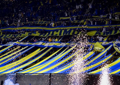 Fans of the Boca Juniors soccer team, at the Alberto J. Armando Stadium in Buenos Aires. 