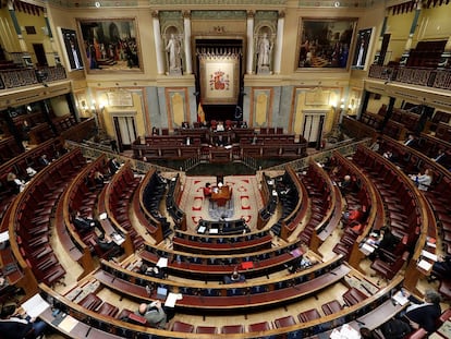 El presidente del Gobierno, Pedro Sánchez, durante su intervención en la sesión de control al ejecutivo celebrada este miércoles en el Congreso.