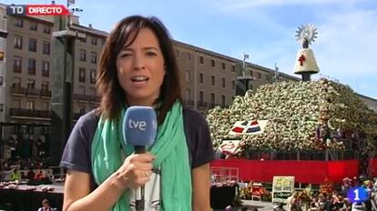 Cobertura en TVE de la ofrenda floral a la virgen del Pilar en Zaragoza, el pasado octubre.