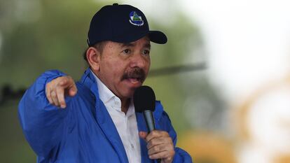 El presidente de Nicaragua, Daniel Ortega, en un acto público en 2018, en Managua.