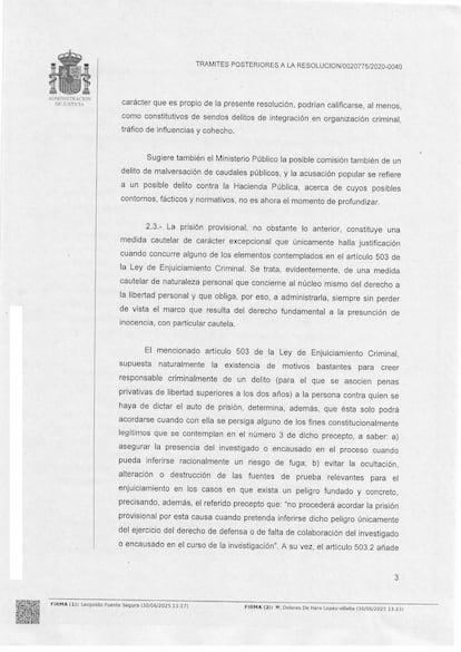Auto prisión Santos Cerdán