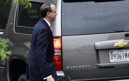 Rod Rosenstein saliendo este lunes de la Casa Blanca