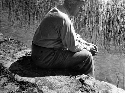 Carl Jung, en la orilla del lago Zúrich en 1949.