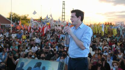 Eduardo de Pedro, durante un acto público en Buenos Aires, en 2019.