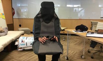 Disfraz de asiento utilizado en una de las pruebas de la Universidad de San Diego.