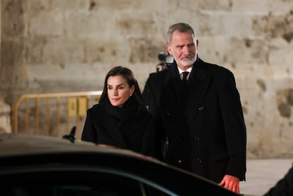 Llegada de los Reyes al funeral por las víctimas de la dana en la catedral de Valencia, este lunes