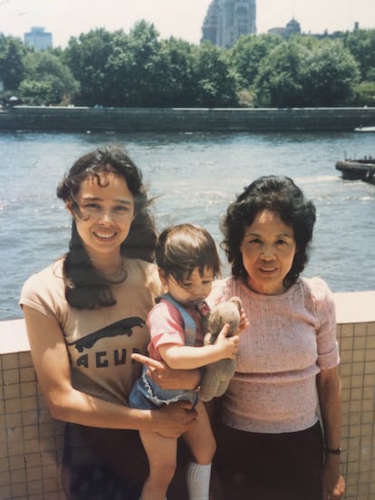 Tessa Hulls when he was a baby, next to his mother, Rose (on his left) and his grandmother, in China in 1986, in a family photo.