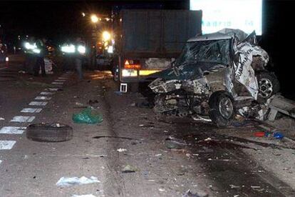 Accidente ocurrido el martes pasado en el kilómetro 74 de la A-1 en el que murieron seis guardias civiles.