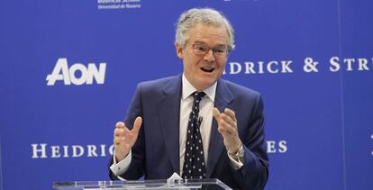 Sebastián Albella, presidente de la CNMV, esta mañana en el Foro Anual del Consejero.