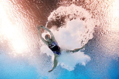 Delaney Schnell de Estados Unidos durante los preliminares de 10m plataforma femenino, este lunes. 