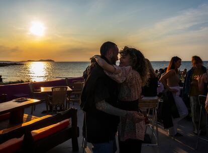 A view of the sunset from the Khumaras cocktail bar in Ibiza