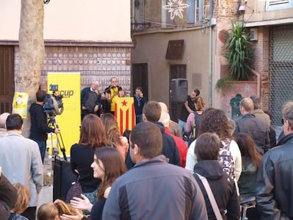 Acto de la CUP ayer en Perpiñán.