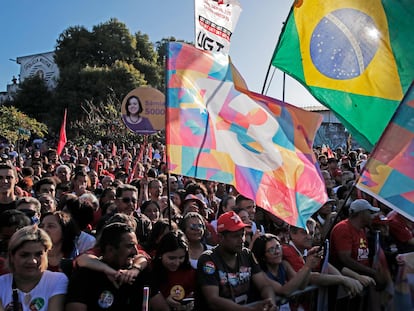 Seguidores de Luiz Inácio Lula da Silva, en Sao Paulo.