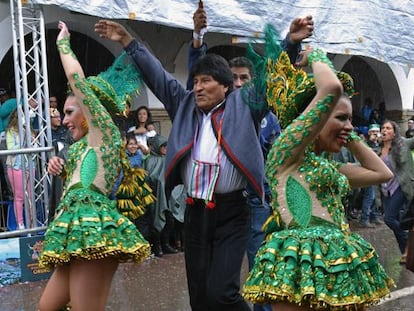 Evo Morales, durante el carnaval de Oruro.