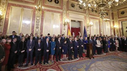 Asistentes al acto de conmemoración del 39 aniversario de la Constitución este miércoles en el Congreso de los Diputados.
