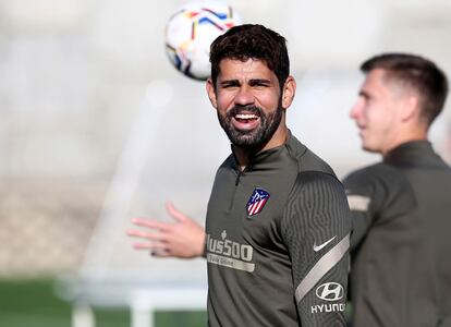 Diego Costa, durante un entrenamiento del Atltico.