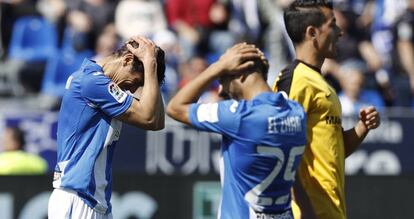 Mantovani y El Zhar, durante el partido contra el Málaga.