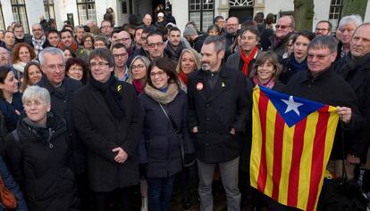 Puigdemont i membres de la seva llista, a Bruges.