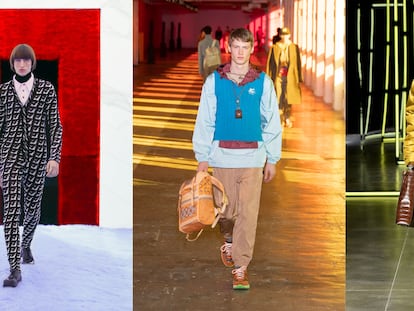 Modelos pertenecientes a las colecciones masculinas otoño/invierno 2021 de Prada, Etro y Fendi