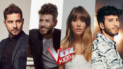 David Bisbal, Pablo López, Aitana y Sebastián Yatra, jueces de 'La Voz Kids'.