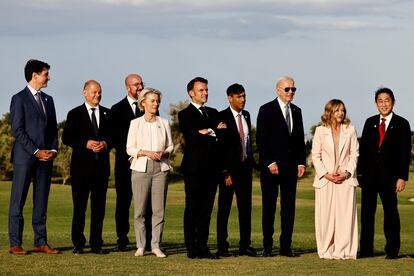 Los líderes del G-7, durante la cumbre celebrada en Italia, el pasado jueves.