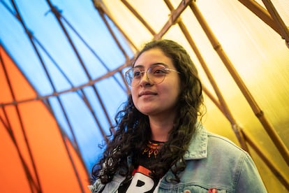 Daniela Arciniegas Quiroga, guia local del Museo de la ciudad autoconstruida, en Ciudad Bolivar, Bogotá, el 11 de Abril de 2023