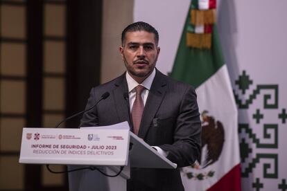 Omar García Harfuch en julio de este año en Ciudad de México.