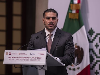 Omar García Harfuch en julio de este año en Ciudad de México.
